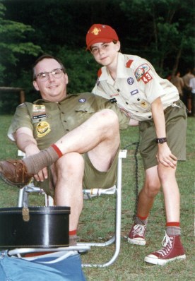 dad and adam at camp